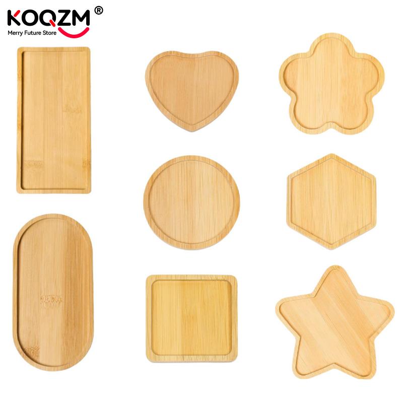 Multi Bamboo Tray Wood Saucer Flower Pot Tray Cup Pad Coaster Plate Kitchen Decorative Plate Creative Coaster Coffee Cup Mat