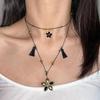 Gothic Double-Layer Metal Flower Pendant Necklace for Women Girl Hiphop Personality Collarbone Necklaces All Saints' Day Jewelry