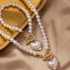 Exquisite Heart Pendant Jewelry Set Beaded Pearl Necklace Set Necklace Bracelet Set  Wedding Party