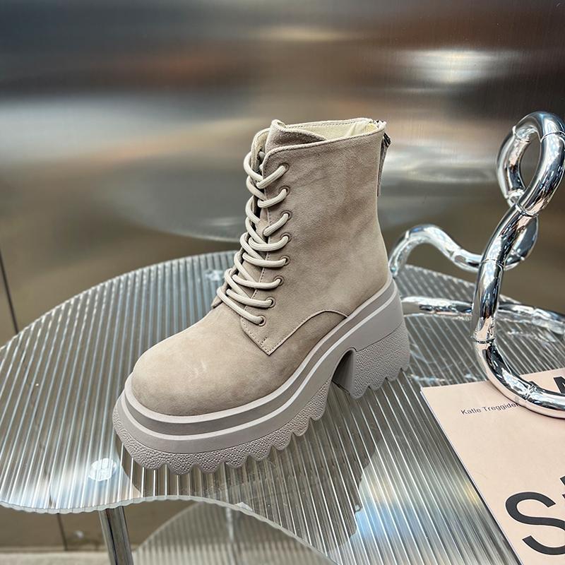 

Уличный стиль Платформа Толстый каблук Женские Мотоциклетные Ботинки Модные Элегантные Молнии Туфли Зимние Laides Лаконичные Короткие Ботинки 36