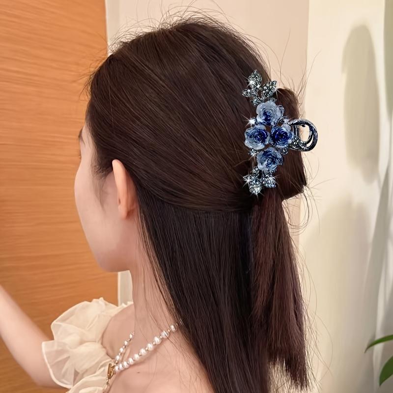 

Luxury Rose Flower Hair Claw Clip, 2025 New Style, Back of Head Hair Claw, Fashionable and Elegant, Simple Vintage Hair Claw чёрный
