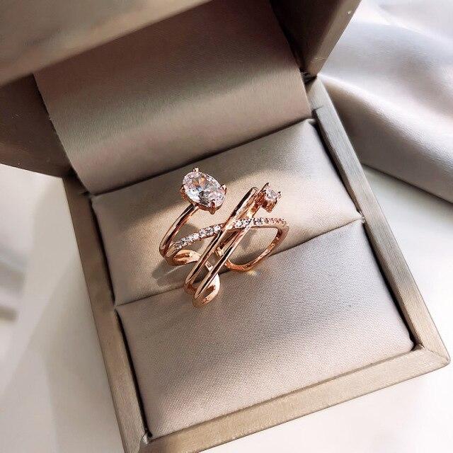 Big Zirconia Geometric Open Finger Ring New Arrival Stylish Stylish Women Jewelry Adjustable Rings Lady Valentine S Day Giveaway Gifts Resizable