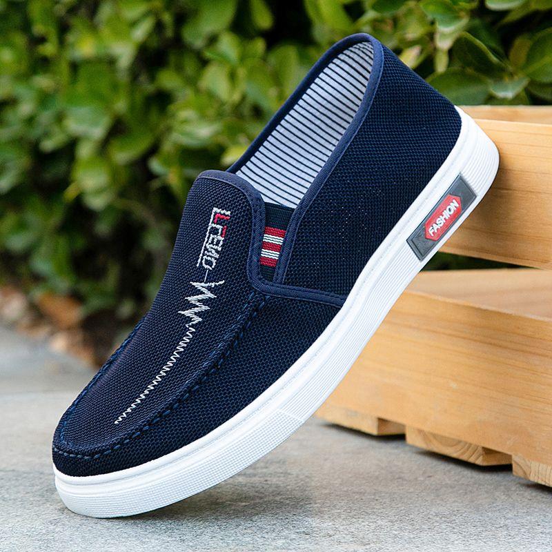Anti-slip Wear-resistant Beef Tendon Sole Skate Shoes Men's Old Beijing Cloth Shoes Light Breathable Canvas Shoes Comfortable Soft Work Shoes