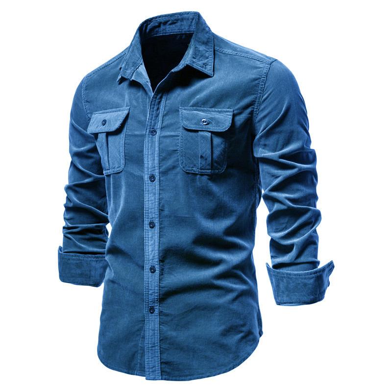 Herren Herbst Baumwolle Basic Japanischer Cord Herren Businesshemd Schlankes Freizeithemd Herren Neue Langarmjacke