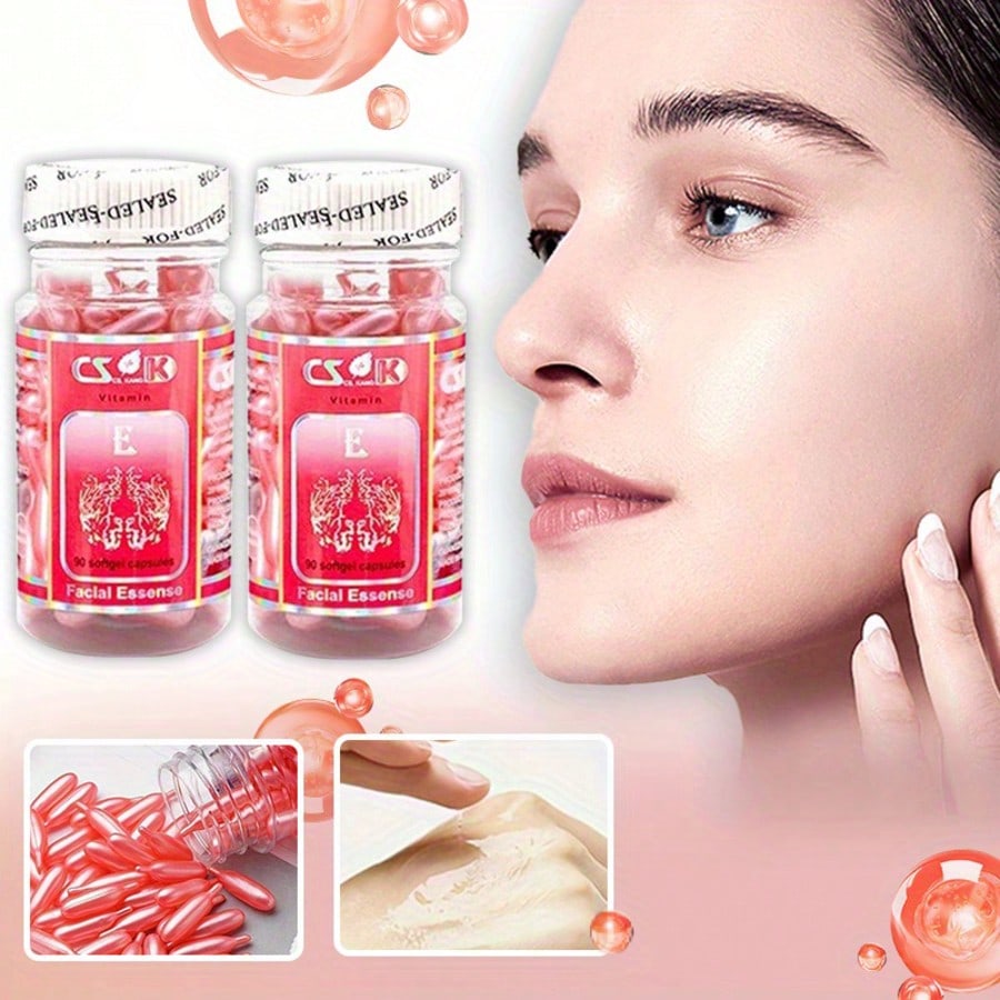 90Pcs Set VE Rejuvenating Moisturizing Essence Facial Capsules - Deeply Rejuvenating And Revitalizin