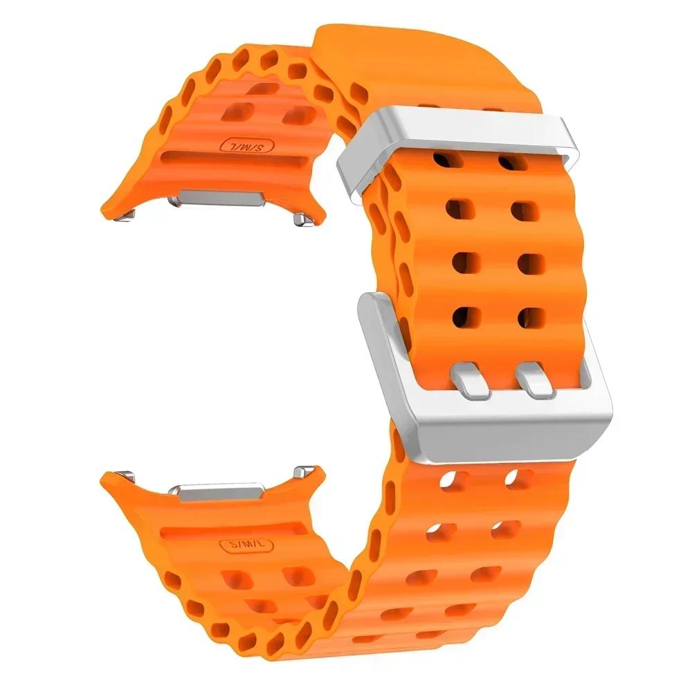 NEW Marine Silicone Strap For Samsung Watch 7 Ultra 47mm Bracelet No Gaps Sport Two-tone Band for Galaxy Ultra Watchband Straps