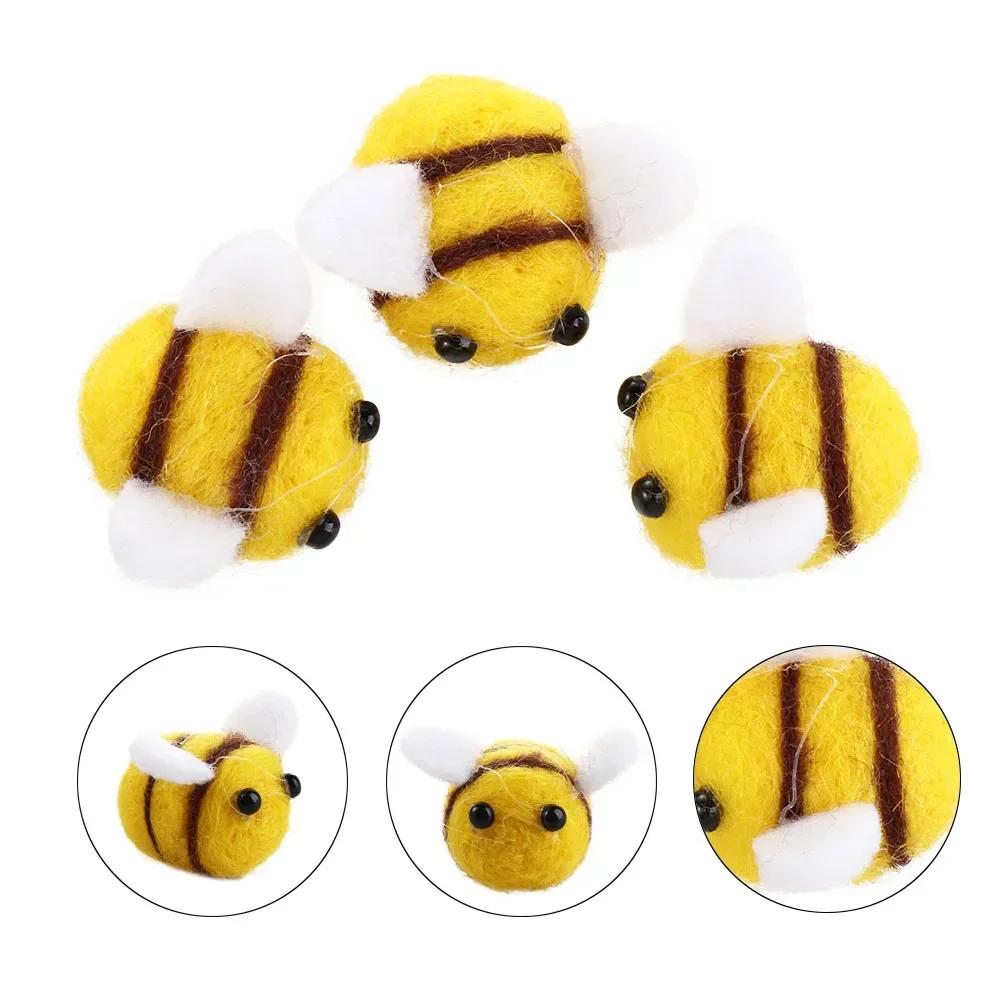 10Pcs Kawaii Wool Felt Honeybee DIY Bag Pendant Miniature Bee Decoration Home Decor