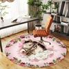 1pc Horse Floral Round Chair mat office Area Rug - Non-Slip, Floor Mat for Office, Bedroom, and Indoor Decor p127230