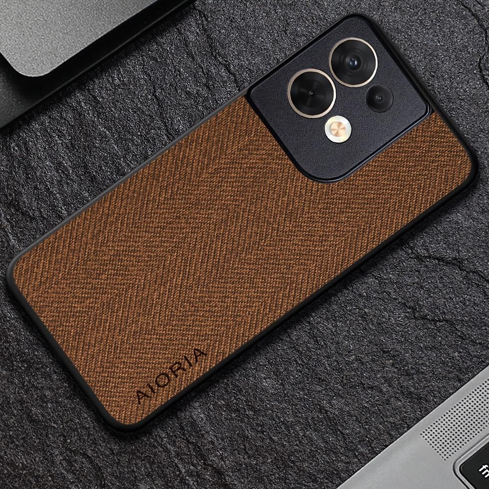 Phone Case: Phone Case for Oppo Reno10 Reno8 Reno7 Reno6 Pro+ T 5G Funda Weaving Pattern Business Back Cover Oppo Reno8 5G оранжевый