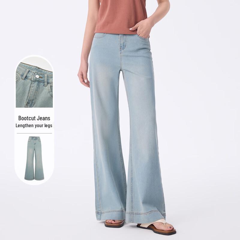 FivePlus Women s High-Waist Washed Denim Wide-Leg Pants L