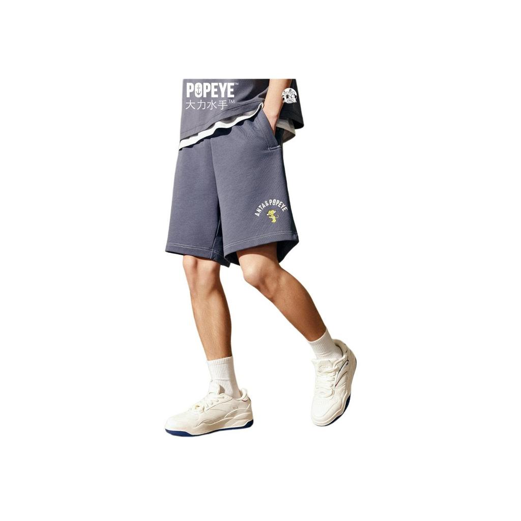Anta X Popeye Collaboration Life Series Printed Letter Mid-Rise Breathable Straight Casual Shorts Men shorts Gray 152428330-2