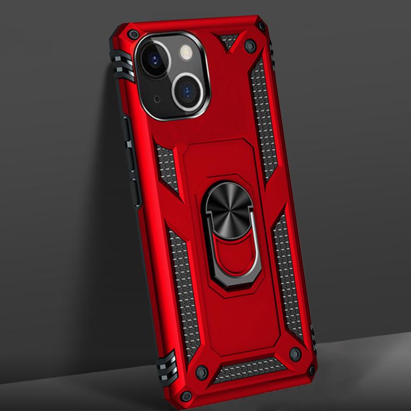 Luxury Battle Armor Holder Phone Case For iPhone 13 12 11 Pro Max X XR XS Max 8 7 6S 6 Plus Shockproof Finger Ring Stand Cover Shell Fundas Coque