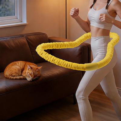 Soft Velvet Spring Fitness Hoop Adults Weight Loss Fat Burning Waist Toning Weighted Fitness Circle Women Men Strengthening Waist Exercise Ring