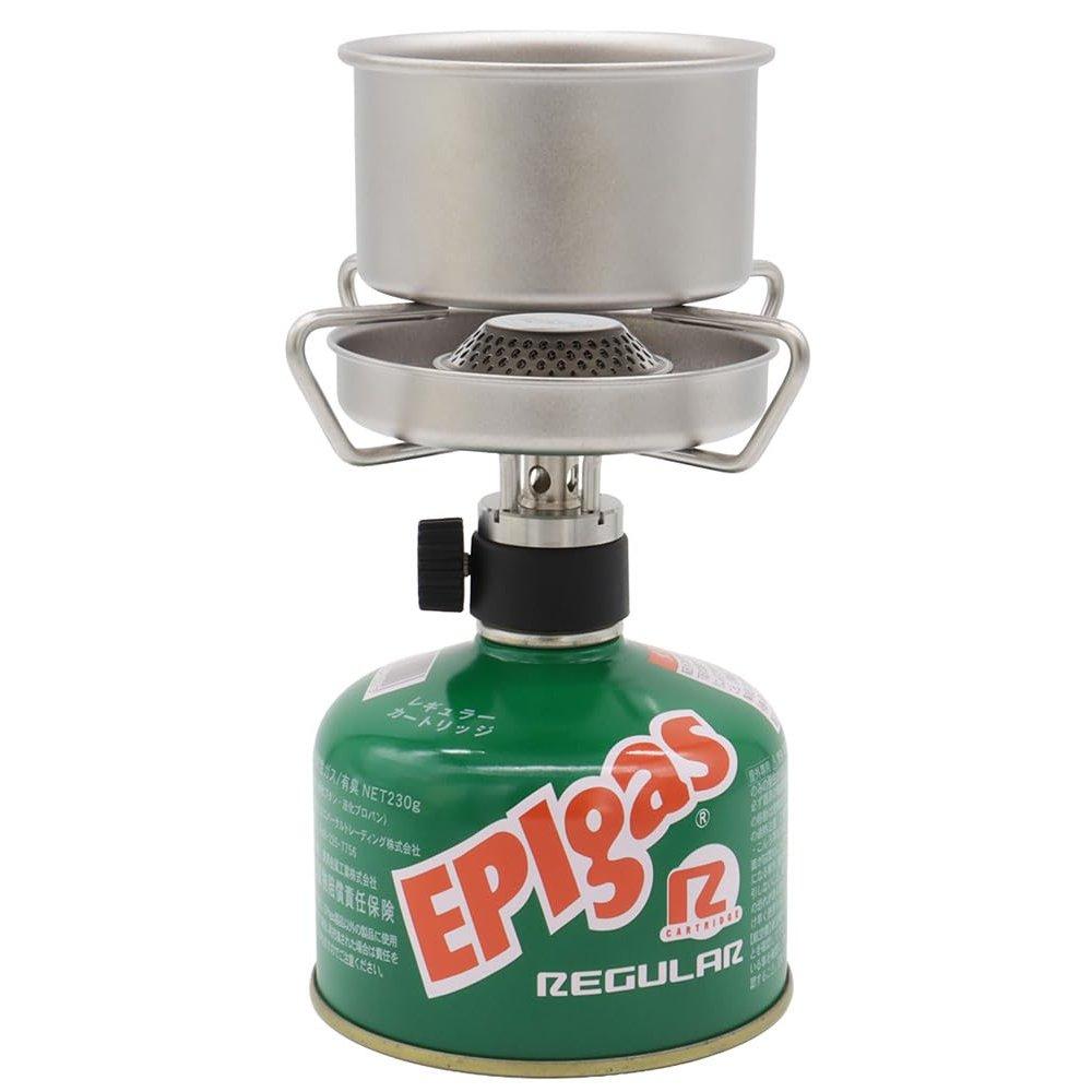 EPIgas BPS-IV Stove S-1017 Lightweight Outdoor Camping Gas Burner with Titanium Cooker Pot and Windshield Case