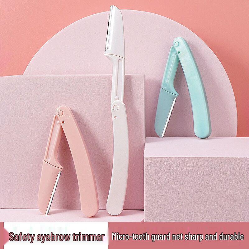 Women's Safe Foldable Eyebrow Razor Set with Anti-Scratch Blades - Ideal for Beginners