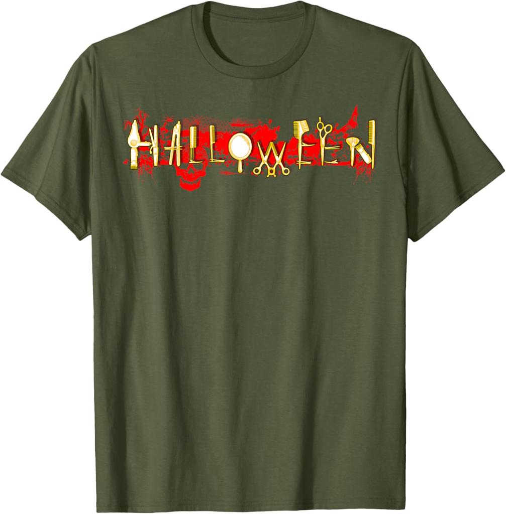Halloween Hair Stylist Barber Tools Graphic Cotton Crew Neck TShirt Casual Gift