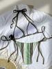 Gestreifter Print Krawatten-Dreieck Sexy geteilter Bikini Badeanzug für Damen