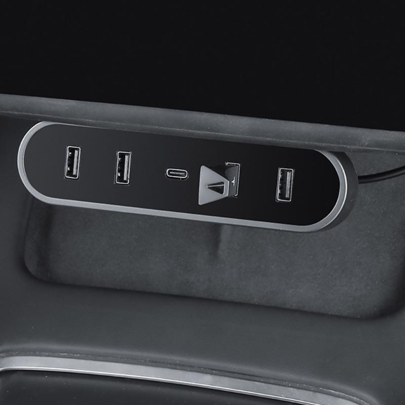 Compatible For Car 3/Y Glovebox Shunt Expansion Splitter Hub Ports Fast Charging Adapter HUB Docking Station Foldable