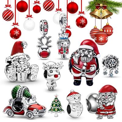 925 Sterling Silver Charm Christmas Snowman Charms Elk Tree Bead Pendant Fit Original Fashion Bracelet Women Jewelry Diy Gift