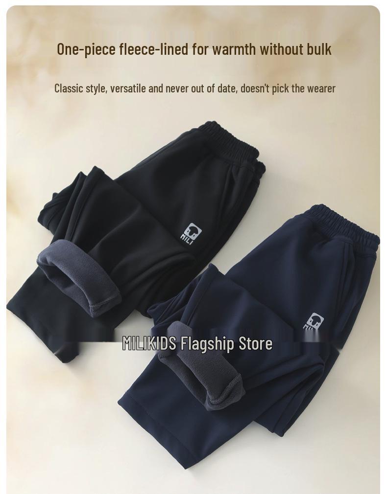 Dziecięce wiatroodporne spodnie dresowe z polaru - Jesienno-zimowa odzież sportowa dla chłopców i dziewcząt