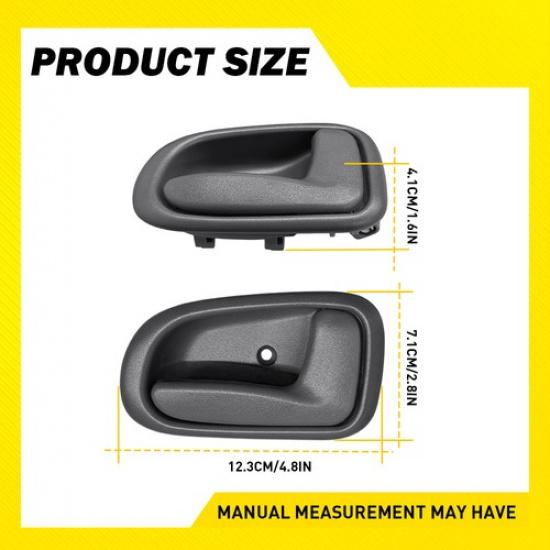 Gray/Black Interior Inner Door Handles For 1993-1997 Geo Prizm Toyota Corolla