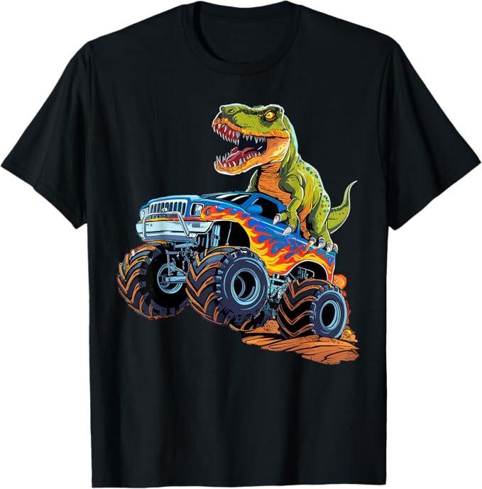 

Monster Truck Dinosaur Birthday Party Monster Truck Boy T-Shirt L