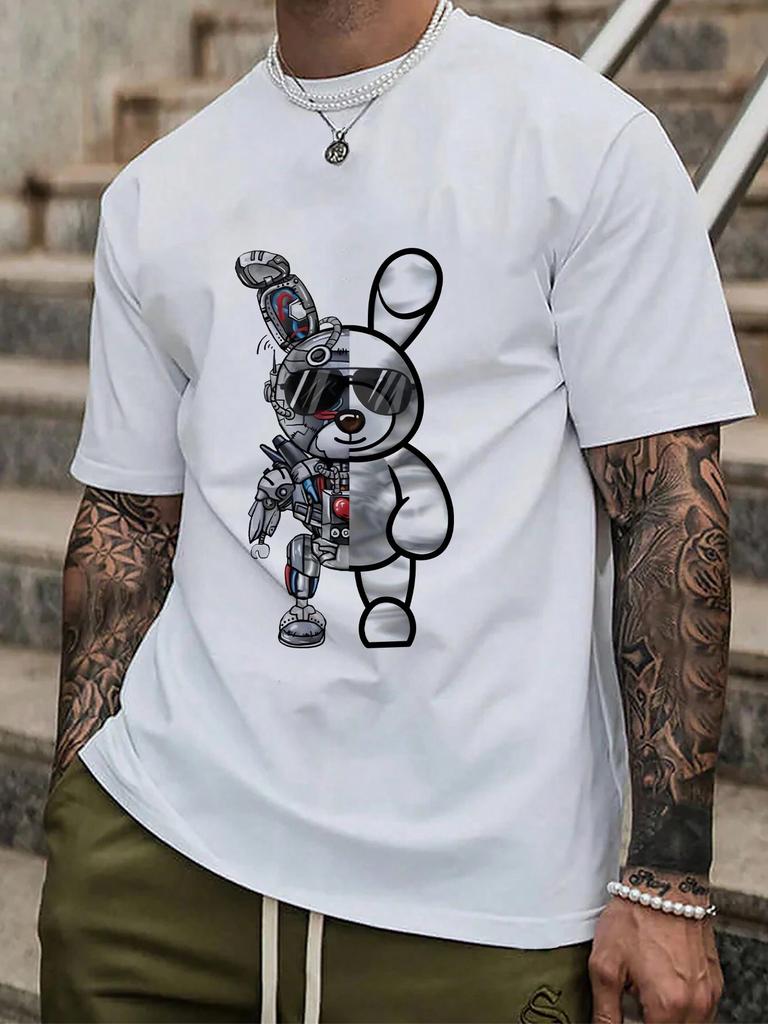 Zajíc Pánské Bavlněné Tričko Luxusní Značka Móda Velká Velikost Top Ležérní Krátký Rukáv Streetwear Klasický Potisk Novinka Tričko S-4XL