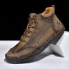 Plus Size Split Leather Shoes Men Vintage Hand Stitching Soft Business Casual Ankle Boots
