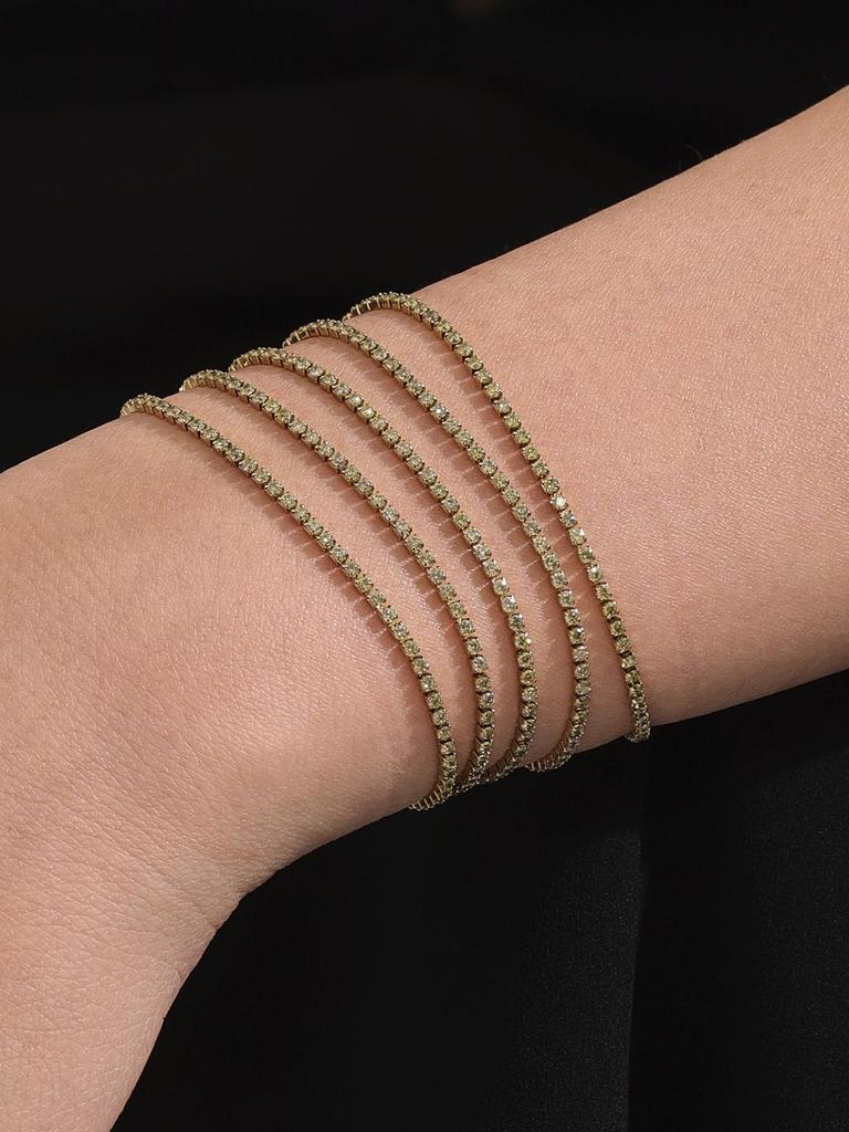 Mili Super Sparkle Diamond Thin Band Bracelet - 18K Gold Zirconium Stainless Steel Jewelry, Fashionable & Stackable.