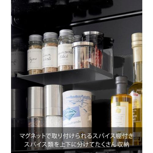 Yamazaki Tower (Complete Product) Front-Opening Condiment Rack, Black, Approx. W38 x D16.3 x H49.2cm, Large Capacity, Stovetop Kitchen Rack, Dirt Prot