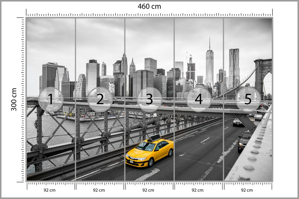 Photomural Taxi Crossing Brooklyn Bridge Self-Adhesive Mural 460x300