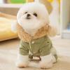 jijijing Quilted Dog Jumpsuit, Cozy Pet Four-Legged Outfit, Hoodie with Cute Plush Ears, Warm Onesie Clothes for Small Dogs Winter Wear