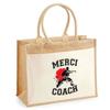 Beach Bag - PLANETEE - Thank You Karate Coach - Beige Cotton - Large Capacity - Reinforced Handles