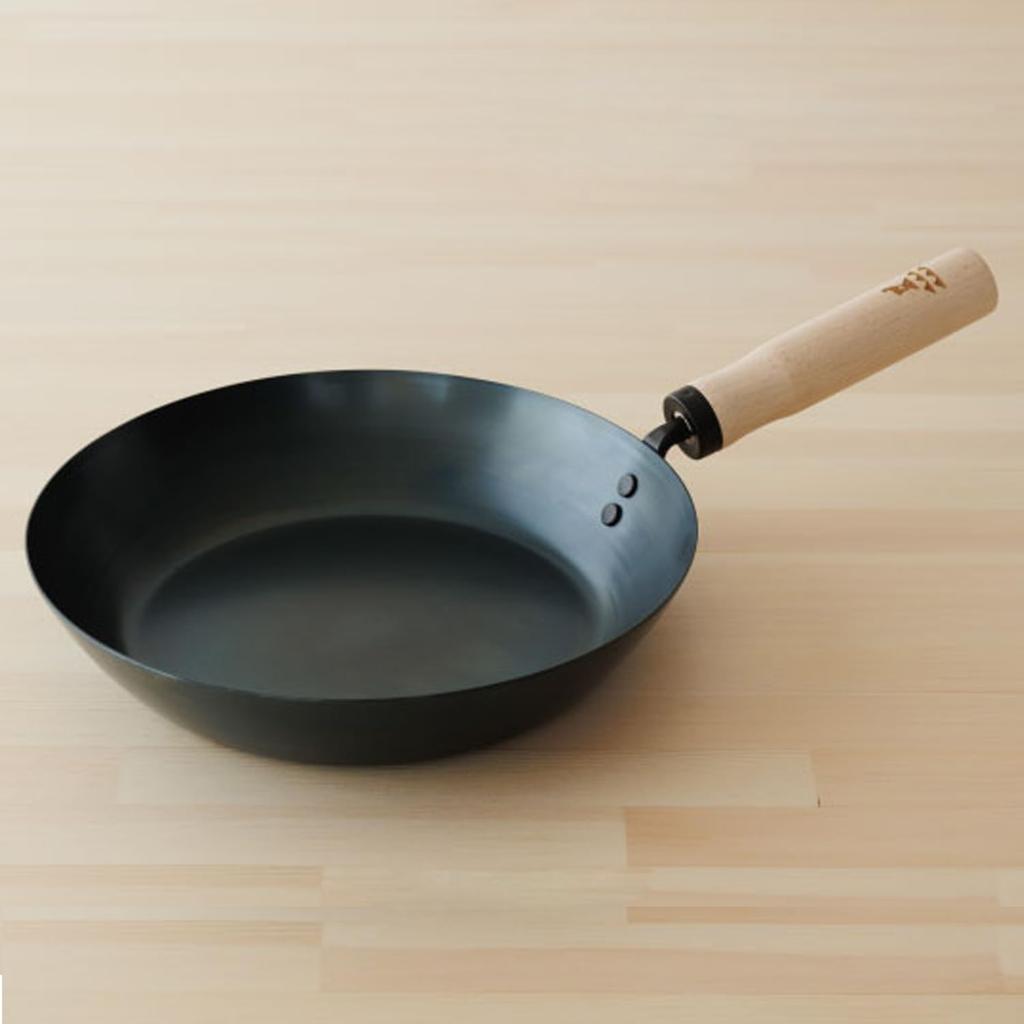 Kamoshika Doguten Frying Pan 26cm IH Direct Heat Compatible Made In Japan Black OR-60-3400