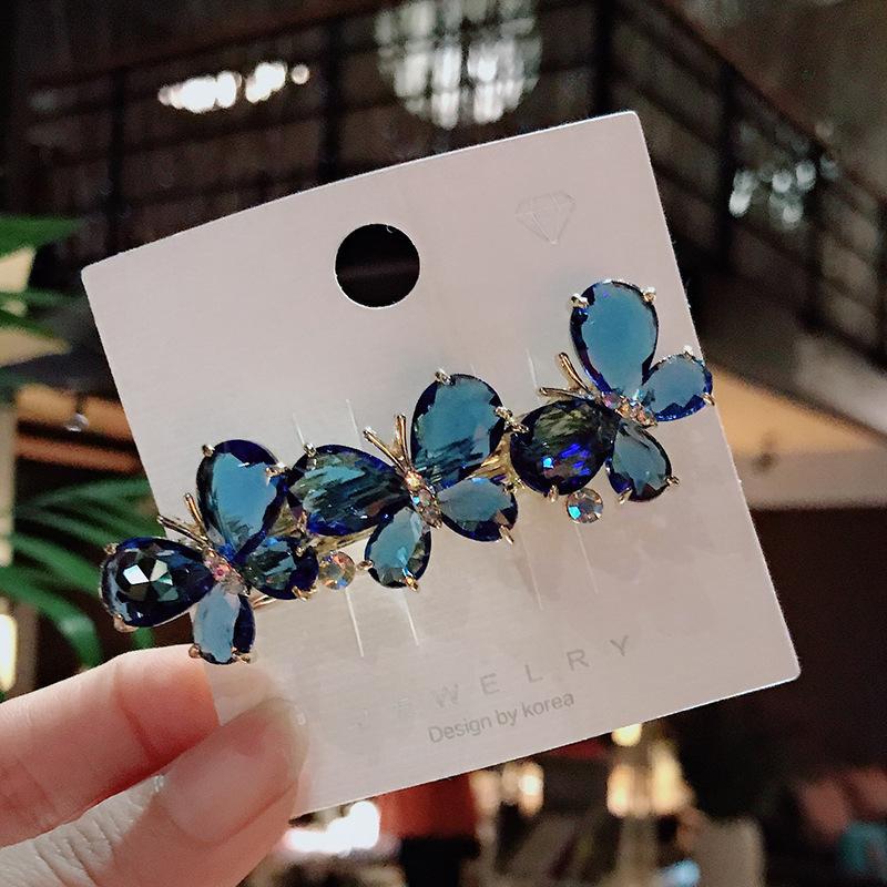 Fashion Crystal Butterfly Hair Clip Large Top Clip Flower Spring Clip Cute Women's Duckbill Clip Headdress