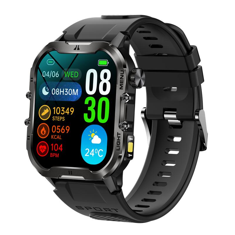 T26 Chytré hodinky Svítilna 1,96" Velký displej LED Světlo Bluetooth Volání SOS Venkovní Odolné Sportovní Fitness Tracker Chytré hodinky