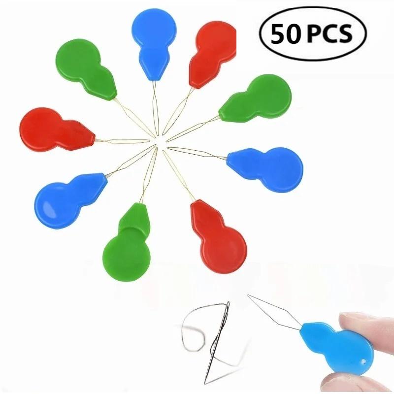 

50pcs Gourd Shaped Plastic Needle Threaders, Plastic Wire Loop DIY Needle Threader Hand Machine Sewing Tool for Sewing Crafting