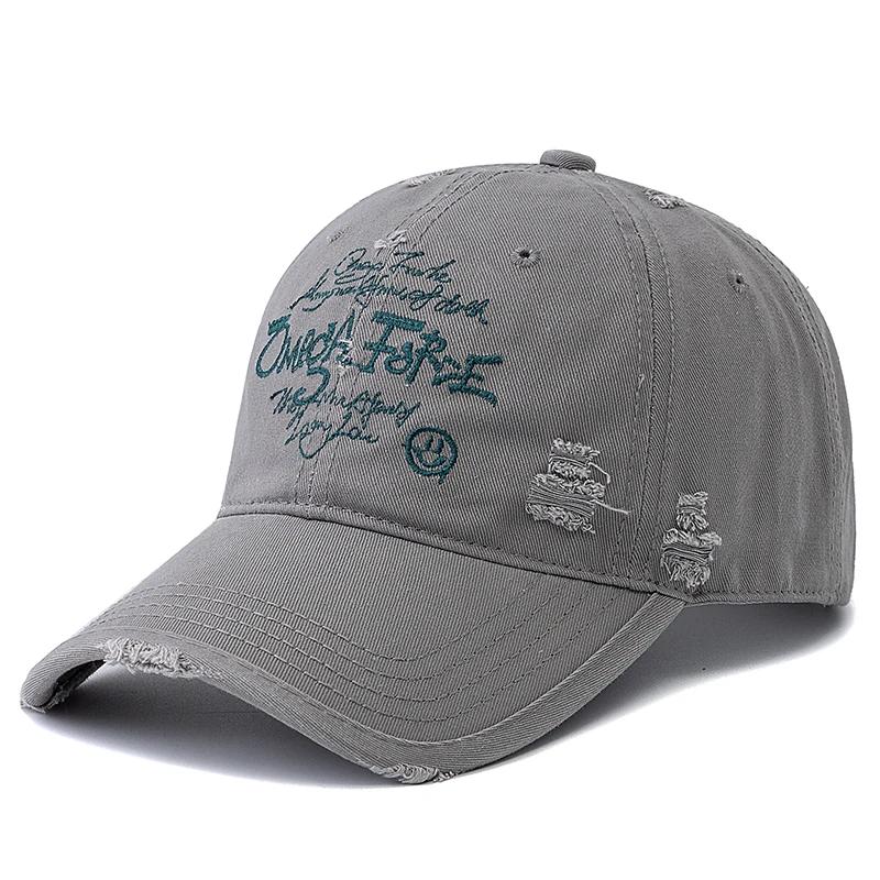 Hot Sale Unisex Baseball Cap Smile Letter Embroidered Cotton Hole Cap Dad Hat Men And Women Outdoor Washed Cotton Hat Cap
