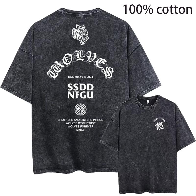 

Darc Wolves Washed Men T-Shirt Oversized Solid Cotton Sports Running T-Shirts Vintage Gym Workout Sportswear Tee Tops Unisex 4XL