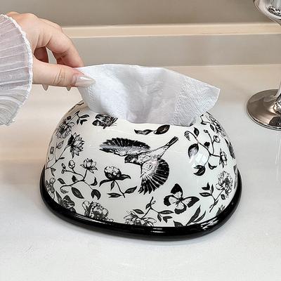 Tissue Box Living Room Advanced Sense Ceramic Paper Box Toilet Punching Box with Hand Gift
