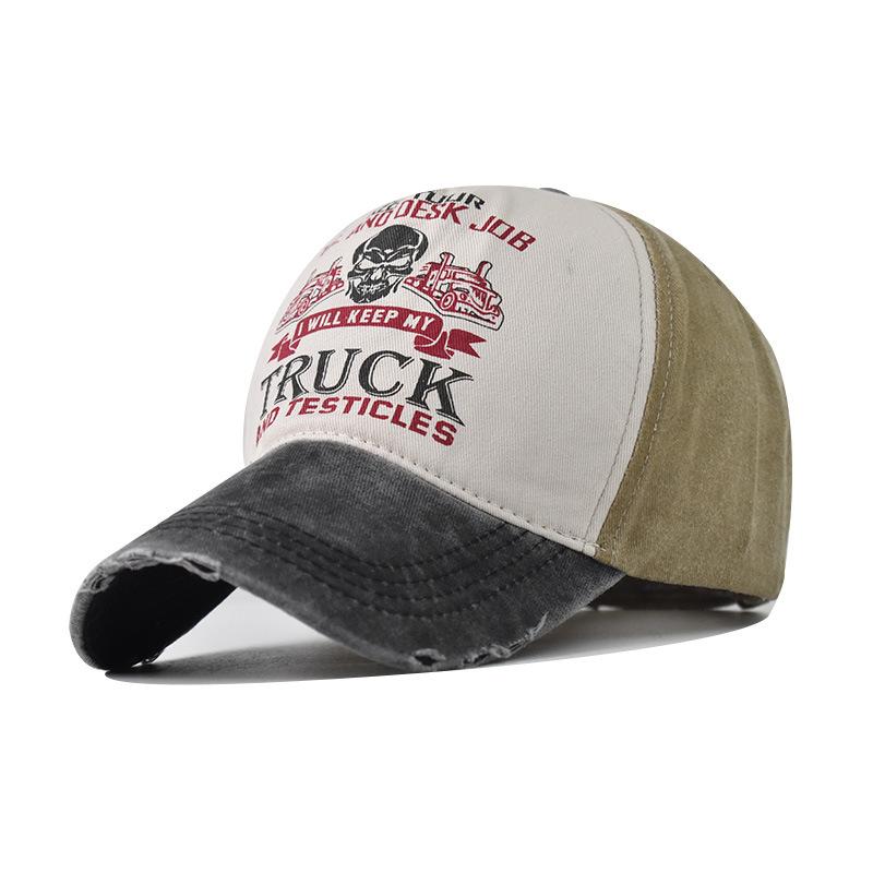 Neue gewaschene Baseballkappe aus reiner Baumwolle für Herren und Damen mit Ghost Rider-Druck, Outdoor-Cowboyhut, gewaschener alter Hut