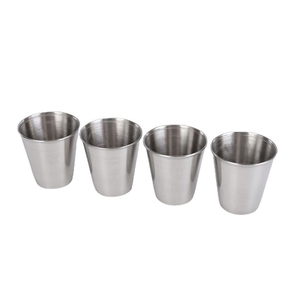 4 PCS Shatterproof Metal Shot Mugs Reusable Wine Cups with Leather Case Outdoor Cups Suitable for Wine Beer and Whiskey