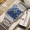 Men's Quartz Watch for Men Stainless Steel Fashion Sports Waterproof Silver Wrist Watch Luxury New Simple Square Dial