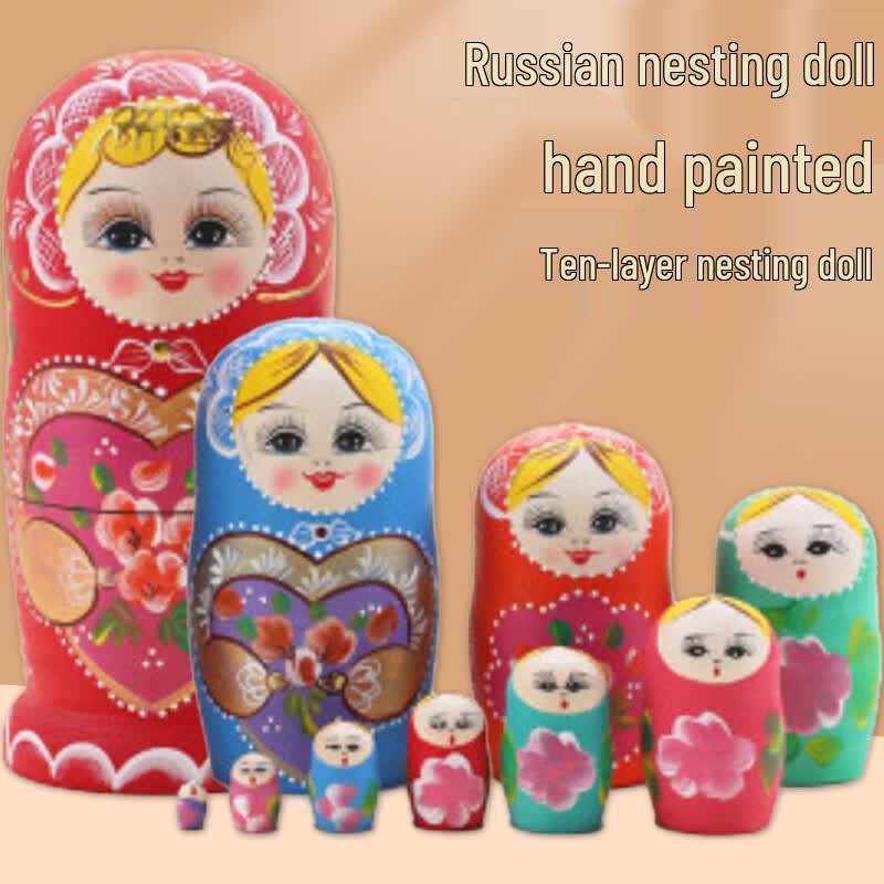 10-Layer Wooden Russian Matryoshka Nesting Dolls