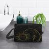 Goldene Sonne Halbmond und Sterne Muster Reiseaufbewahrungstaschen Tragbare Große Kapazität Make-up-Tasche Lässige Kosmetiktasche