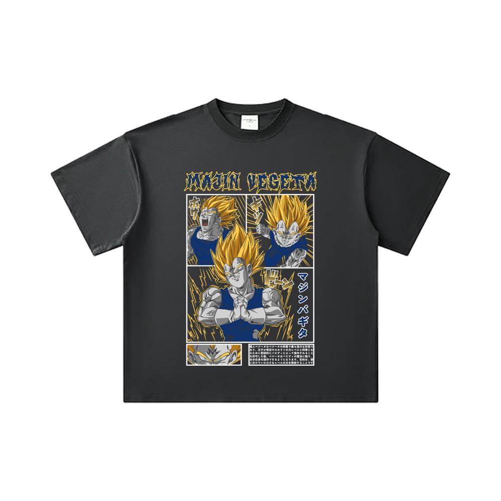 260 GSM Double Yarn 32 Count 100% Cotton Dragon Ball V45 Majin Vegeta Print Unisex Heavy Cotton T Shirt