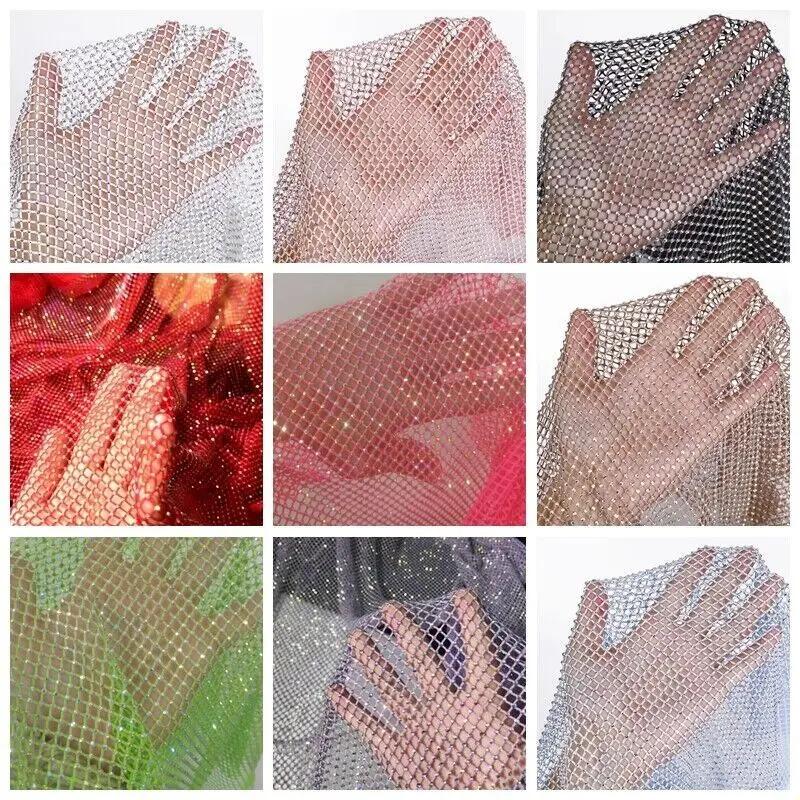 50x120cm Glitter Rhinestone Mesh Fabric Stretch Net Cloth Trim Sew Dress Costume DIY Sewing Craft Dress Supplies New