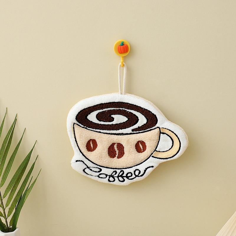 Kids Cartoon Hand Towel Coral Fleece Thick Hanging Towel for Kitchen Bathroom Soft Absorbent Washcloth Children Gift Set with Loop