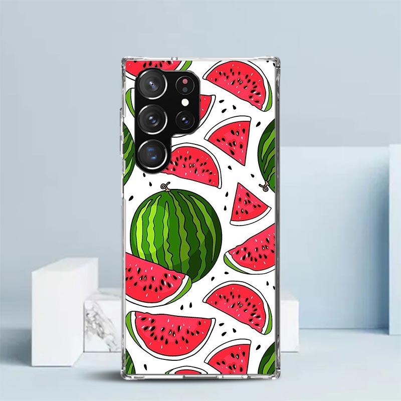Watermelon Summer Fruit Phone Case For Samsung Galaxy S24 S25 Edge S26 Ultra S22 S23 Plus S21 + S20 FE Soft TPU Back Cover Galax