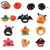 Halloween Cat Cap Pumpkin Plush Head Cover Cute Cat Dog Woven Warm Headdress Pet Hat Kitten Puppy Cosplay Costume Accessories